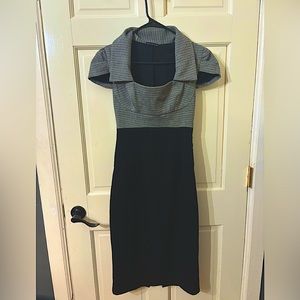 Black halo vintage dress tweed grey black size 2
